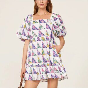 Banjanan Harley Colorful Patchwork Puff Sleeve Mini Dress